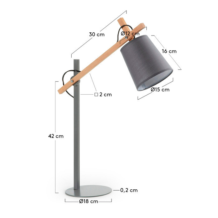 dimensions lampe à poser gris