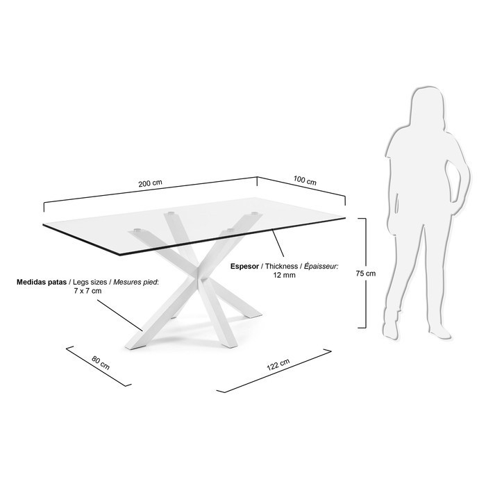 Dimensions table de salle a manger 200x100 avec pied blanc