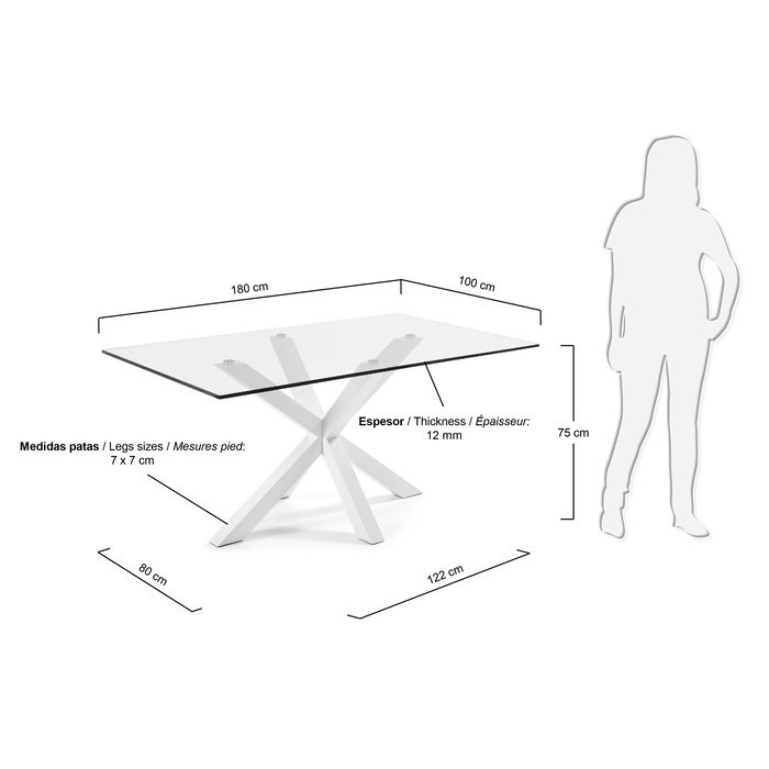 Dimensions table de salle a manger 180x100 avec pied blanc