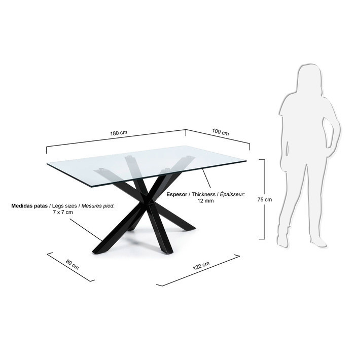 Dimensions table de salle a manger 180x100 avec pied noir