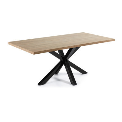 table salle a manger avec plateau bois MDF decor sonoma noir modele Sirius