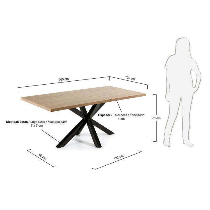 table salle a manger avec plateau bois MDF decor sonoma noir modele Sirius