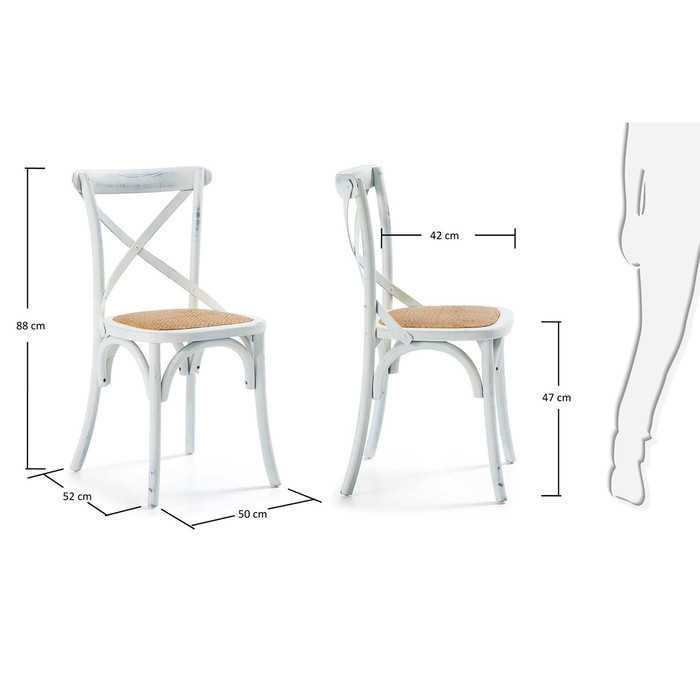 dimensions chaise bistrot en bois wood blanc