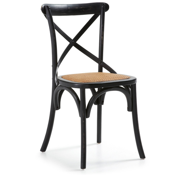 assise en osier chaise bistrot en bois wood noir
