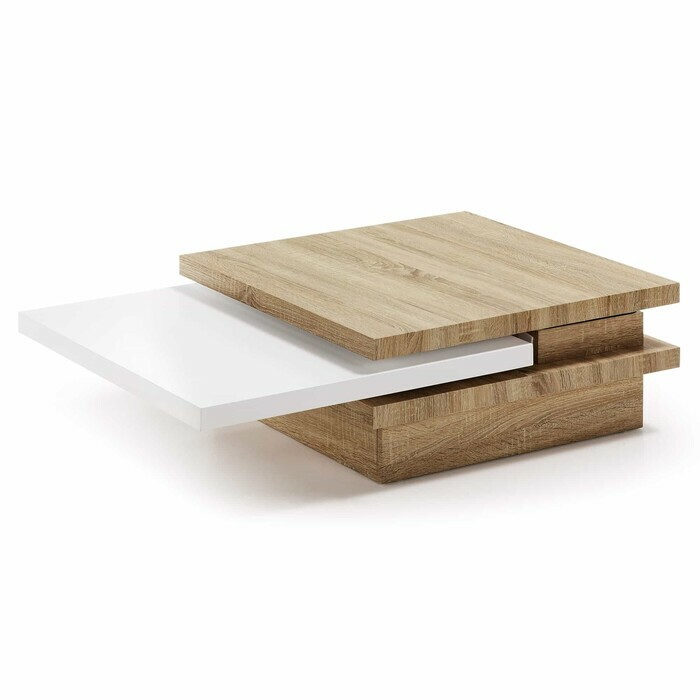 table basse amovible modele move coloris bois et blanc