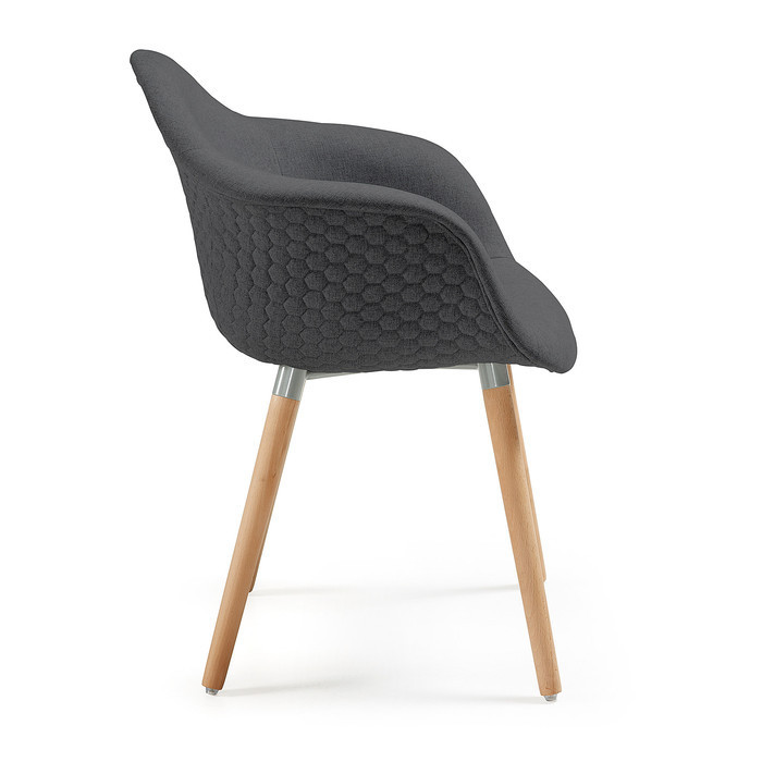 fauteuil de table scandinave en tissu et bois amber gris anthracite