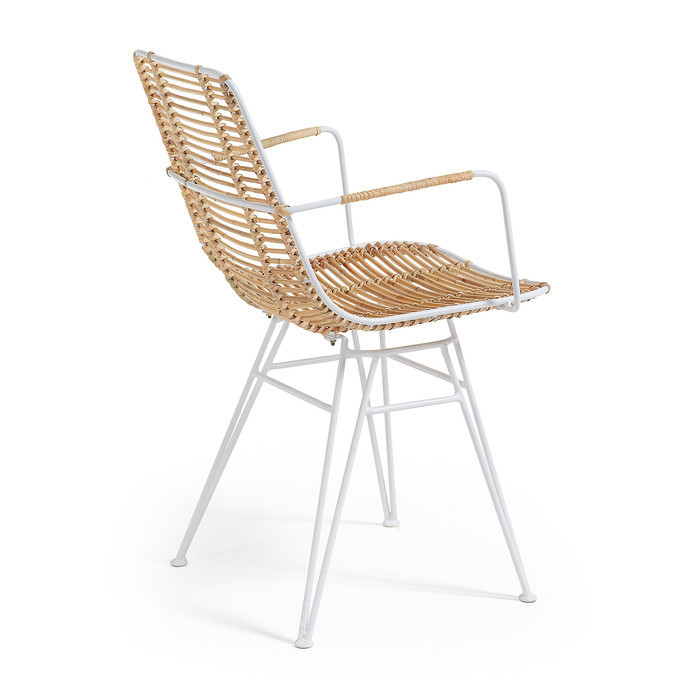 fauteuil en metal et rotin modele nils coloris blanc
