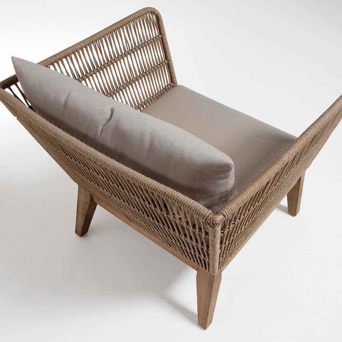 fauteuil avec structure en bois eucalyptus et cordes modèle flavio