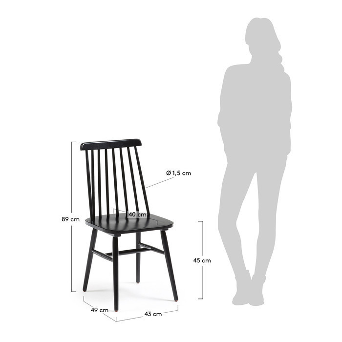 dimension chaise en bois louisy noir