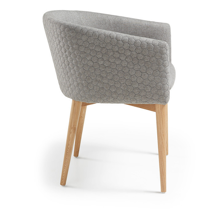 fauteuil scandinave en tissu et bois bee gris clair