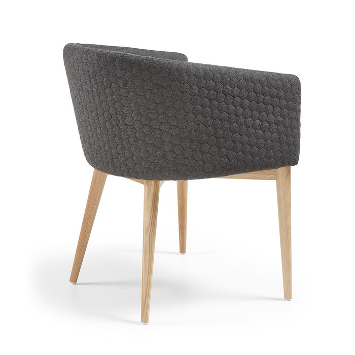 fauteuil de table scandinave en tissu bee gris anthracite