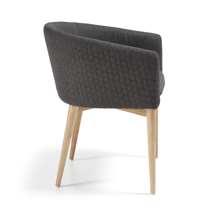 fauteuil scandinave en tissu et bois bee gris anthracite