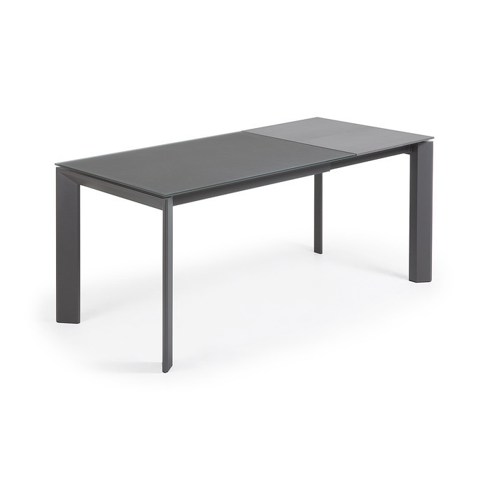 table extensible en verre coloris gris anthracite