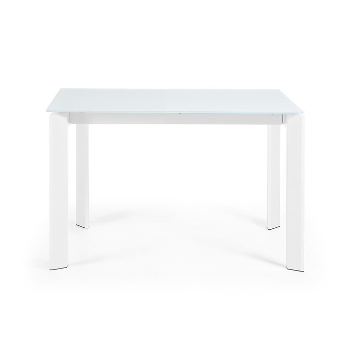 table extensible en verre coloris blanc