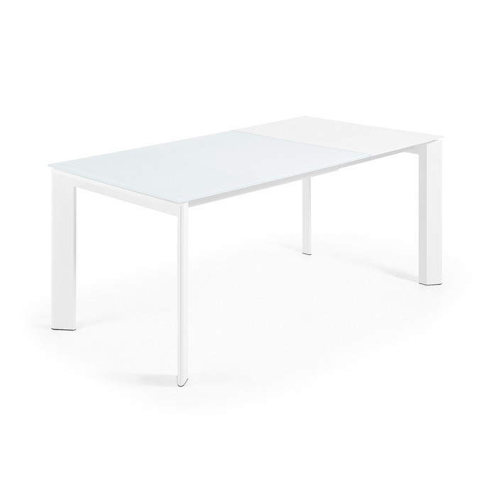 table extensible en verre coloris blanc