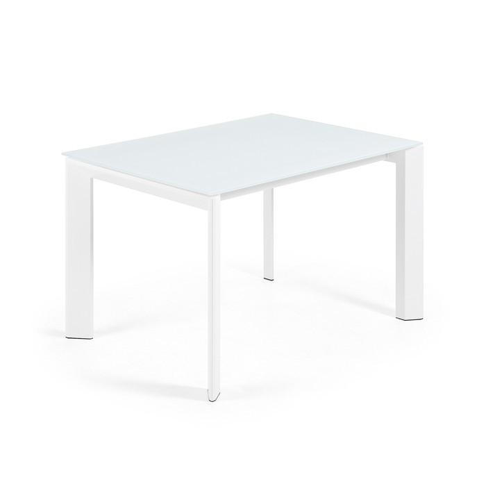 table extensible en verre coloris blanc modele Shirley