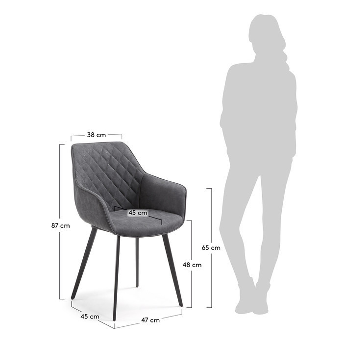 dimensions fauteuil jane gris anthracite
