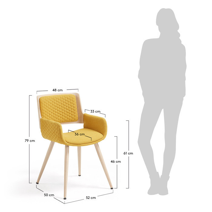 dimensions fauteuil en tissu lydia jaune