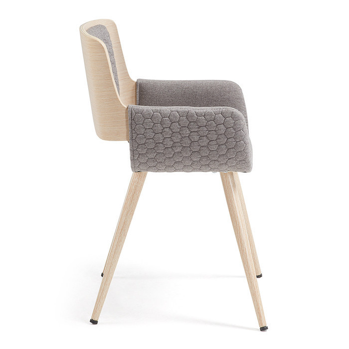 fauteuil de table tissu et bois lydia gris
