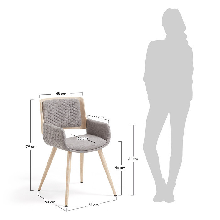 dimensions fauteuil en tissu lydia gris