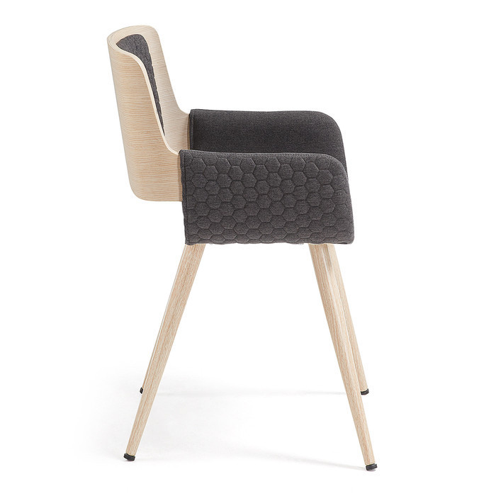 fauteuil de table tissu et bois lydia anthracite