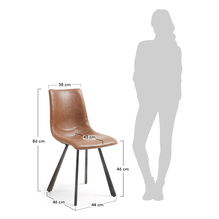 dimensions chaise métal martha chocolat