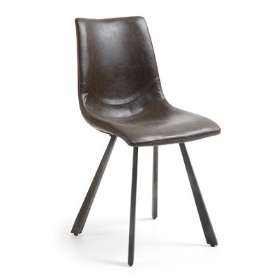 chaise en metal aspect cuir modele martha coloris taupe