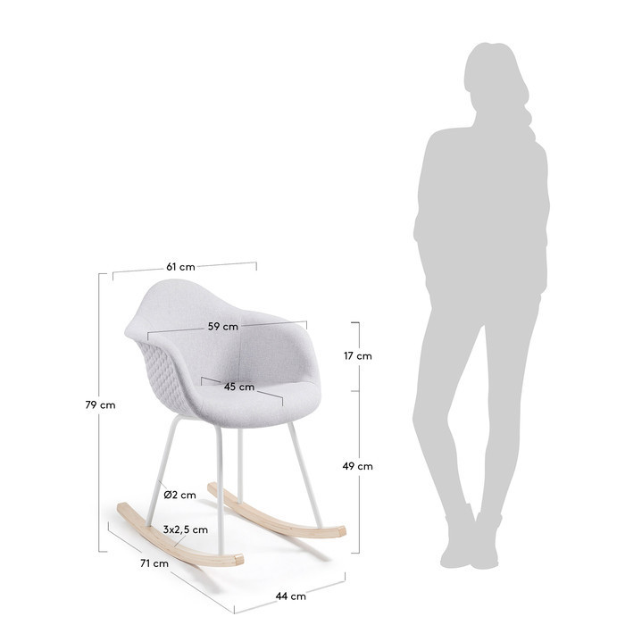 dimensions fauteuil à bascule tissu gris amber