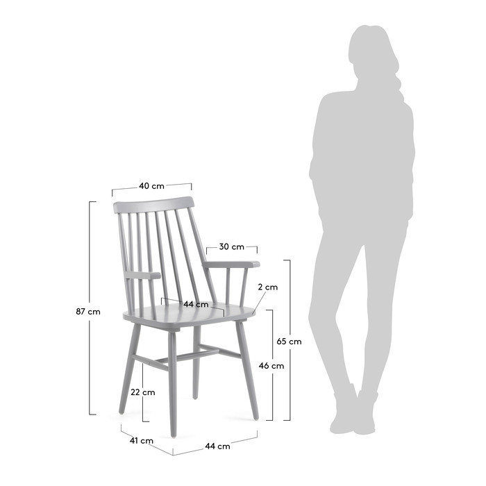 dimensions fauteuil en bois louisy gris
