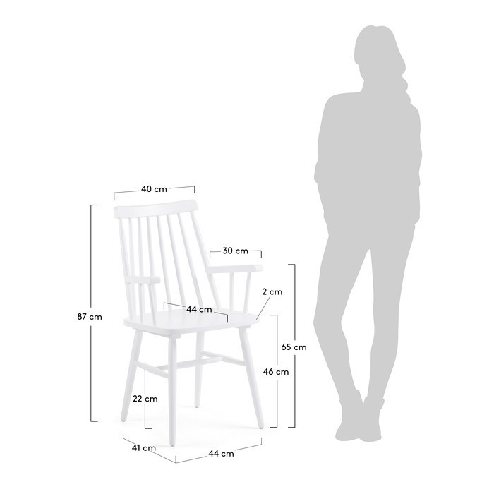 dimensions fauteuil en bois louisy blanc