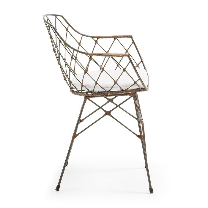 fauteuil design en metal et rotin modele mila