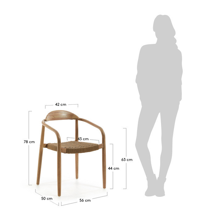 dimensions fauteuil en eucalyptus gina beige