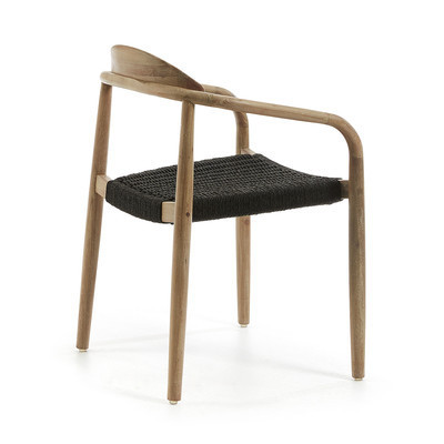 fauteuil avec structure en eucalyptus et assise en cordes gina gris