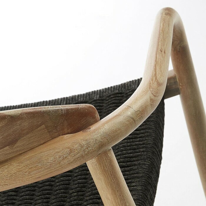 fauteuil design en bois eucalyptus assise coloris gris modele gina détail structure en eucalyptus