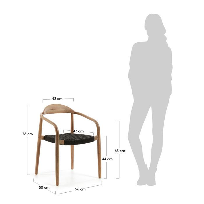 dimensions fauteuil en eucalyptus gina gris