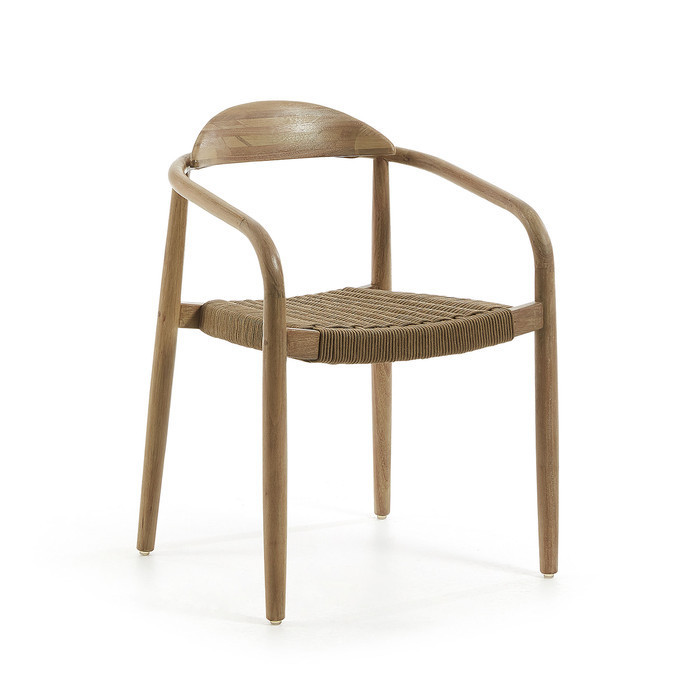 fauteuil design en bois eucalyptus assise coloris beige modele gina