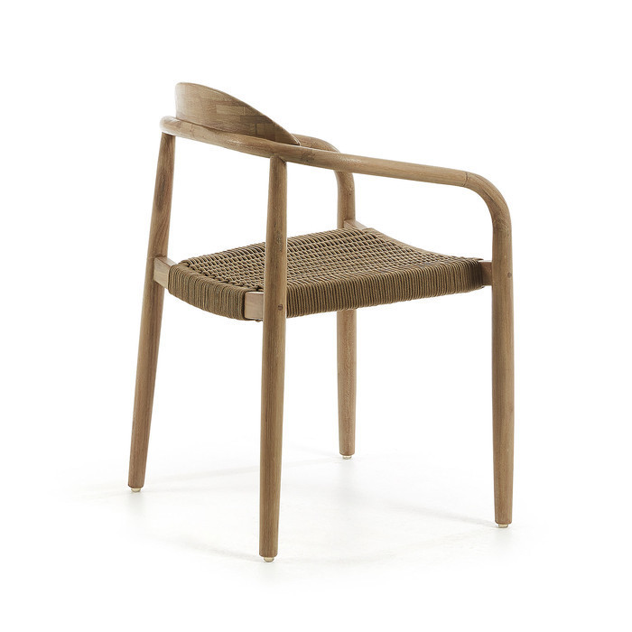 fauteuil avec structure en eucalyptus et assise en cordes gina beige