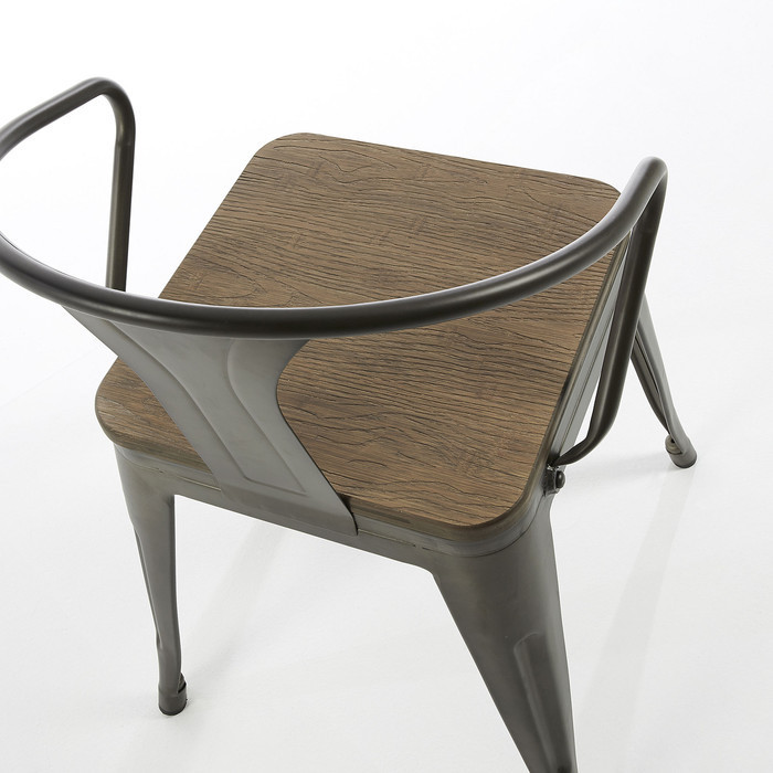 chaise en acier et bambou massif style industrie méta