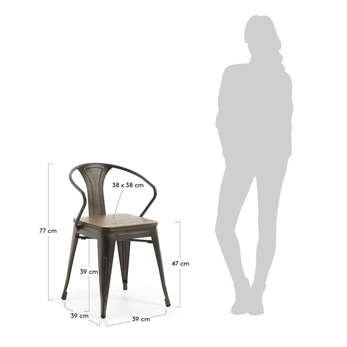 dimensions chaise en acier méta