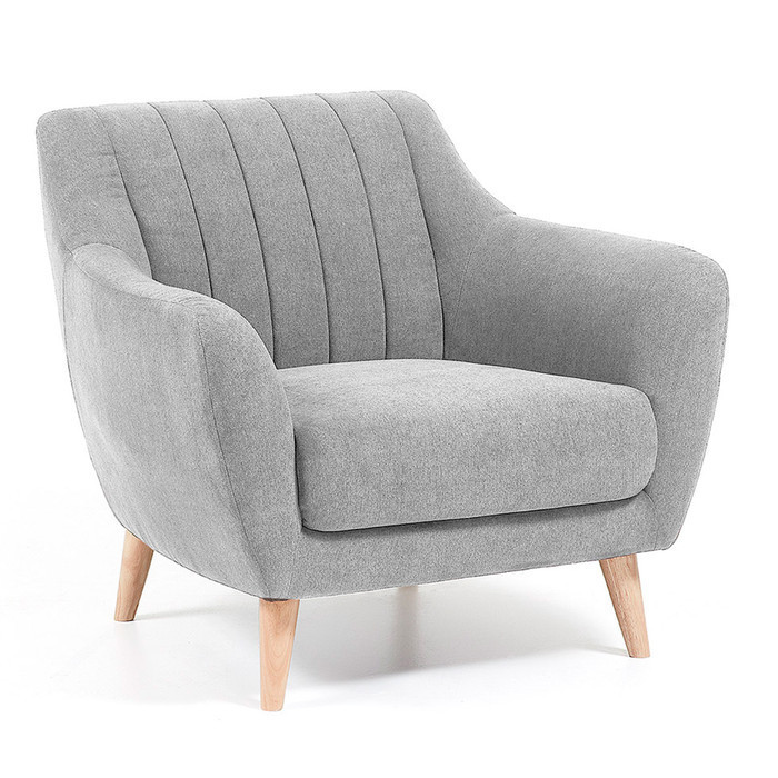 fauteuil en tissu style scandinave break gris clair