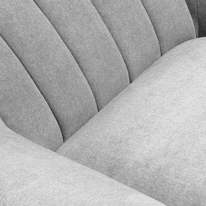fauteuil scandinave en tissu gris clair modele break détail tissu