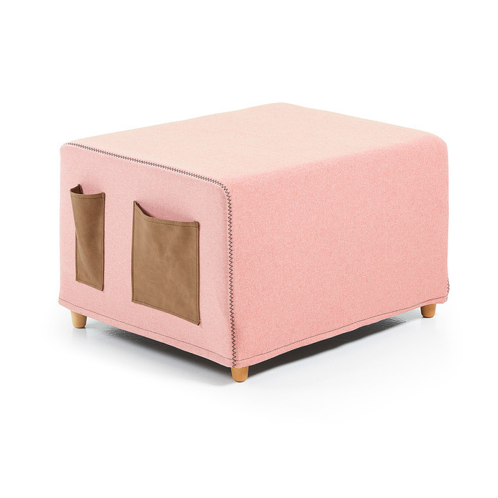 pouf convertible en lit d'appoint modele Kara coloris rose
