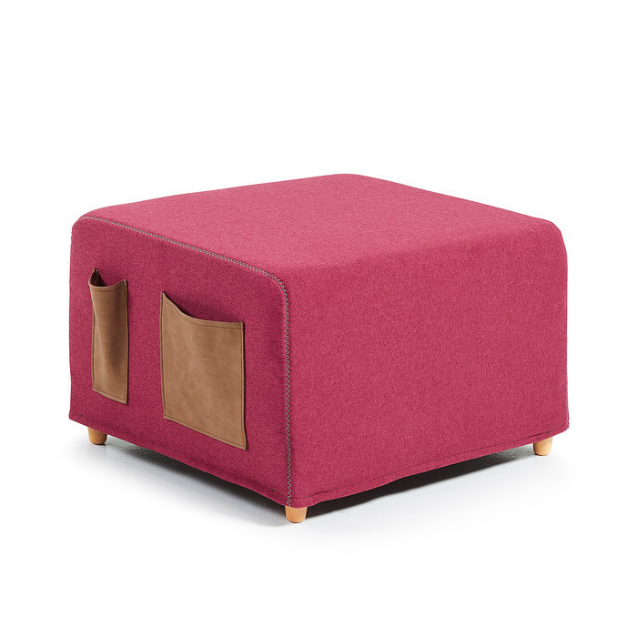 pouf convertible en lit d'appoint modele Kara coloris rouge
