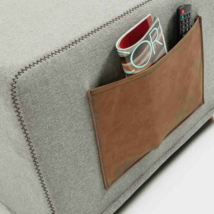 pouf convertible en lit d'appoint modele Kara coloris gris detail