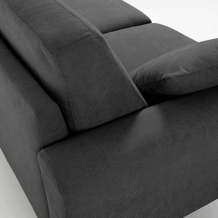 canape 3 places en tissu avec pieds massif coniques coloris noir igor detail