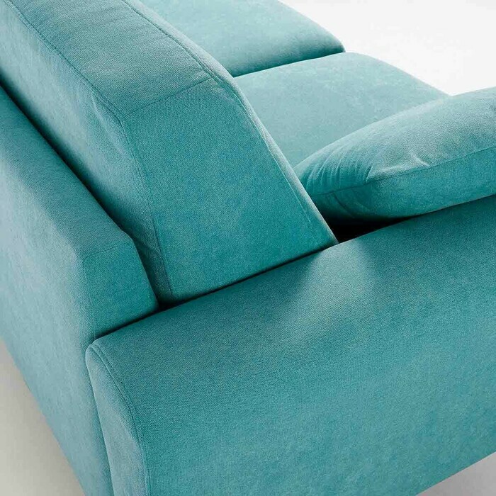 canape 3 places en tissu avec pieds massif coniques coloris bleu igor detail
