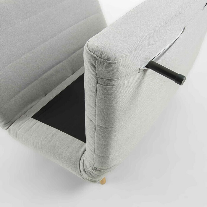 canape lit en tissu type chauffeuse coloris beige gris octave pied