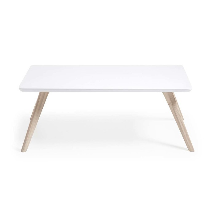 Table basse Kube bois et blanc