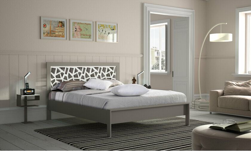 Tte de lit Brio Mosaic blanche et gris clair