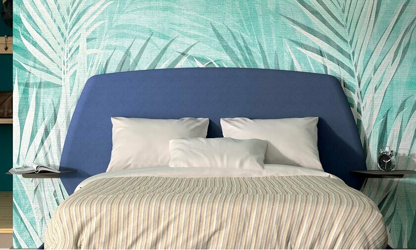 Tte de lit en tissu bleu marine